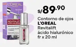 Plaza Vea L'oréal contorno de ojos revitalift ácido hialurónico fr oferta
