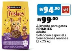 Plaza Vea Friskieś alimento para gatos adulto selección especial/ sensaciones marinas bl oferta