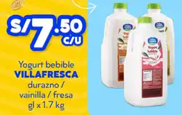 Mass Villafresca yogurt bebible durazno / vainilla/ fresa gl oferta