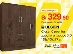 Metro Design closet zapatera tabaco 3.0 oferta
