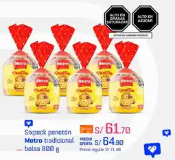 Metro Metro panetón tradicional bolsa oferta