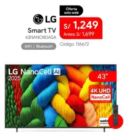 Hiraoka Lg smart tv 43" oferta