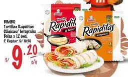 MaxiAhorro Bimbo tortillas rapiditas clásicas/ integrales oferta