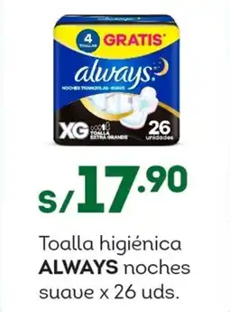Tottus Always toalla higienica noches oferta