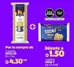 Plaza Vea Nicolini pastas + Soda V galleta oferta