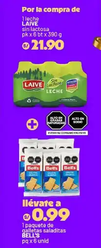 Plaza Vea Laive leche + Bell's paquete de galletas saladitas oferta