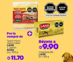 Plaza Vea Laive queso edam + Suiza jamon + Laive mantequilla oferta