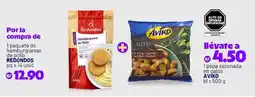 Plaza Vea Redondos paquete de hamburguesas de pollo + Aviko papa sazonada en gajos oferta