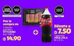 Plaza Vea Otto Kunz chorizo parrillero + Coca-Cola oferta