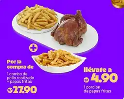 Plaza Vea Pollo rostizado + papas fritas oferta