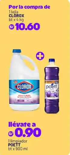 Plaza Vea Clorox lejia + Poett limpiador oferta