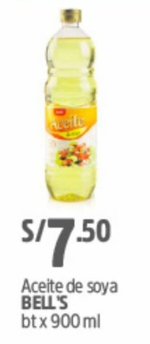Plaza Vea Aceite de Soya Bell's 900ml oferta