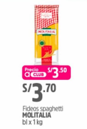Plaza Vea Fideos Spaghetti Molitalia 1kg oferta