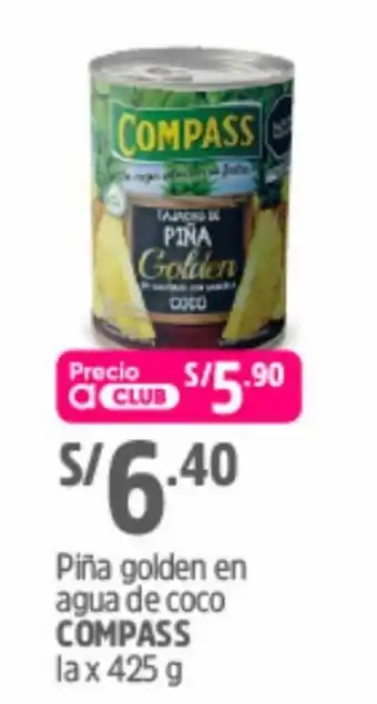 Plaza Vea Piña Golden en Agua de Coco Compass 425g oferta