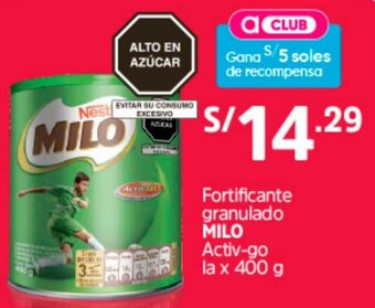 Plaza Vea Fortificante Granulado Milo Activ-go 400g oferta