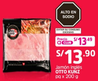 Plaza Vea Jamón Inglés Otto Kunz 200g oferta