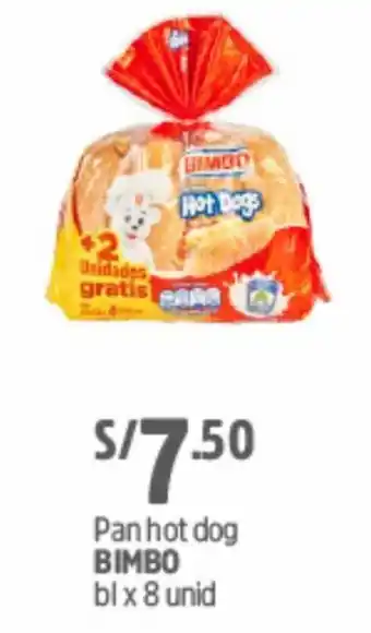 Plaza Vea Pan Hot Dog Bimbo 8 unid oferta