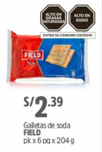 Plaza Vea Galletas de Soda Field 6x204g oferta