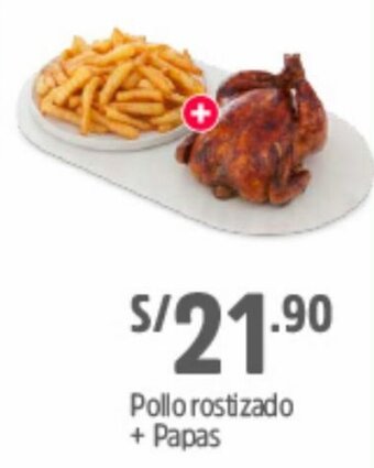 Plaza Vea Pollo Rostizado + Papas oferta