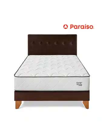 Tiendas EFE Dormitorio europeo pocket style queen + almohada + protector - chocolate oferta