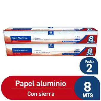 Tottus Papel aluminio con sierra pack 2 x 8 mt oferta