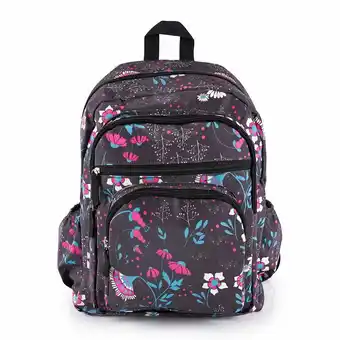 Tottus Mochila compartimentos 360 guinda floreada oferta