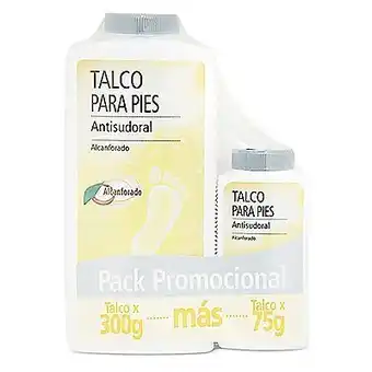 Tottus Talco para pies alcanforado 300 gr + 75 gr oferta