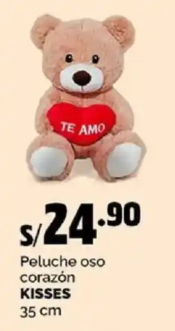 Plaza Vea Kisses peluche oso corazón oferta
