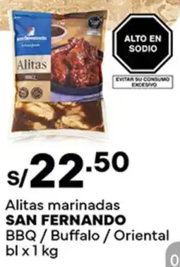 Plaza Vea San fernando alitas marinadas bbq/ buffalo / oriental bl oferta