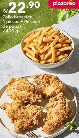 Plaza Vea Pollo broaster 4 piezas + porción de papas oferta