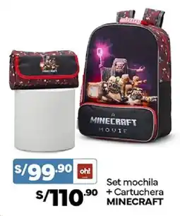Plaza Vea Minecraft set mochila +cartuchera oferta