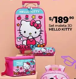 Plaza Vea Hello kitty set maleta 3D oferta