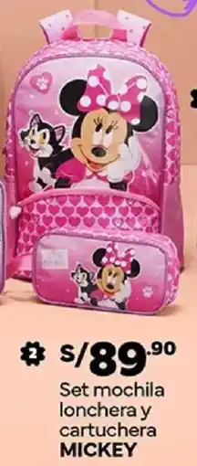 Plaza Vea Mickey set mochila lonchera y cartuchera oferta
