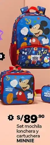 Plaza Vea Minnie set mochila lonchera y cartuchera oferta