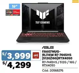 Plaza Vea Asus tuf gaming 16" oferta