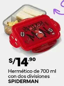 Plaza Vea Spiderman hermético con dos divisiones oferta