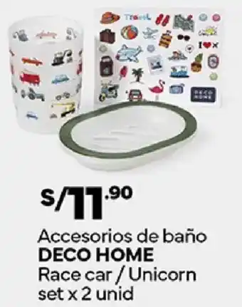 Deco home accesorios de baño race car/unicorn set