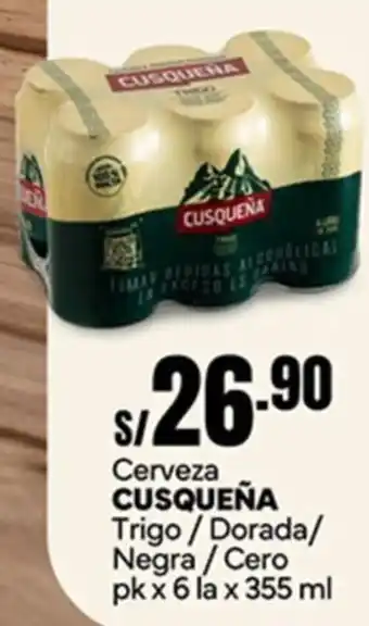 Cusqueña cerveza trigo/dorada/ negra/cero pk
