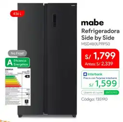 Hiraoka Mabe refrigeradora side by side oferta