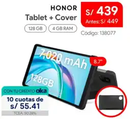 Hiraoka Honor tablet + cover oferta