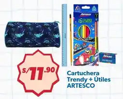 Hiperbodega Precio Uno Artesco cartuchera trendy + útiles oferta