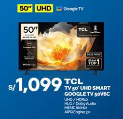 Plaza Vea TCL Smart Google TV 50" oferta