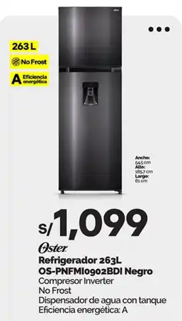 Plaza Vea Oster refrigerator 263 L oferta