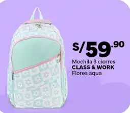 Plaza Vea CLASS & WORK mochila 3 cierres oferta