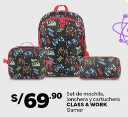 Plaza Vea CLASS & WORK Set de mochila, lonchera y cartuchera Gamer oferta
