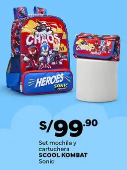 Plaza Vea SCOOL KOMBAT Set mochila y cartuchera Sonic oferta