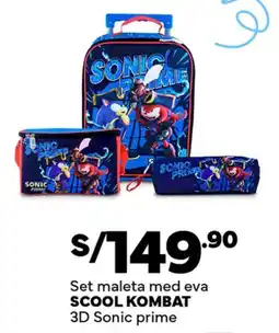 Plaza Vea SCOOL KOMBAT Set maleta med eva 3D Sonic prime oferta