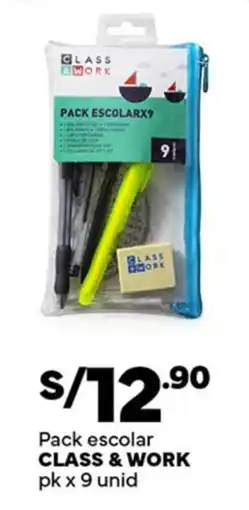 Plaza Vea CLASS & WORK Pack escolar oferta