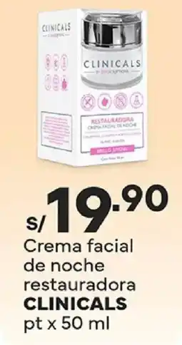 Plaza Vea Clinicals crema facial de noche restauradora oferta