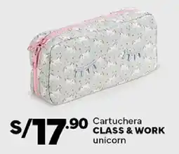 Plaza Vea Class & Work cartuchera unicorn oferta